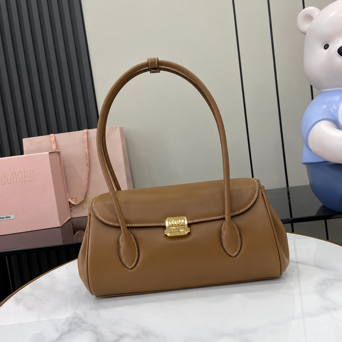 Miu Miu Arcadie Soft Leather Bag – Cognac