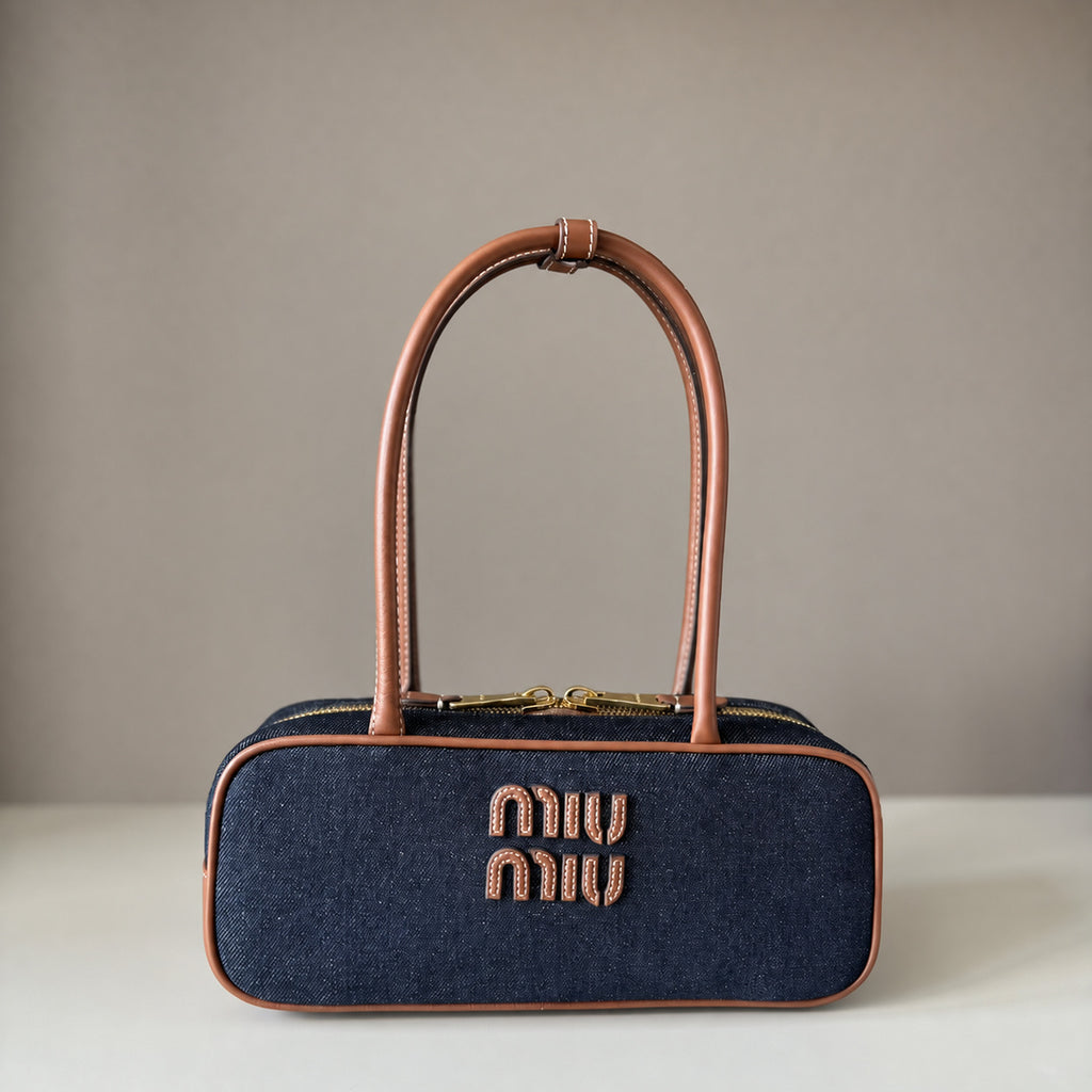 Miu Miu Denim Box Top Handle Bag – Navy Blue