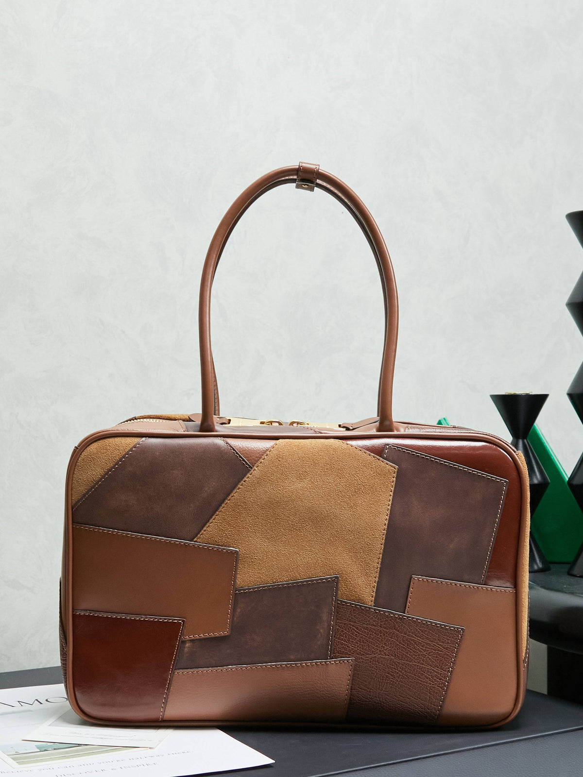 Miu Miu Beau Patchwork Leather Bag – Brown