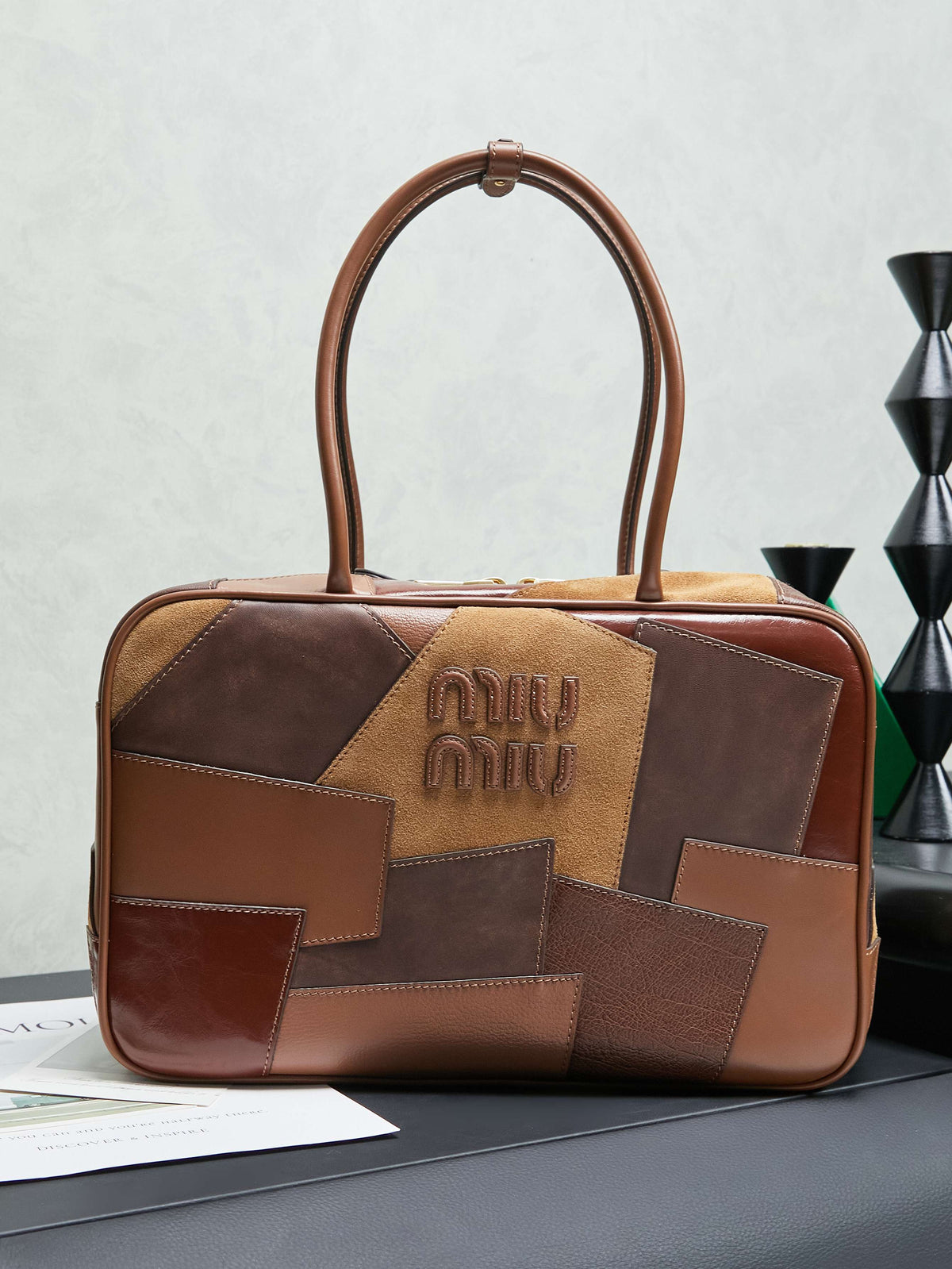 Miu Miu Beau Patchwork Leather Bag – Brown