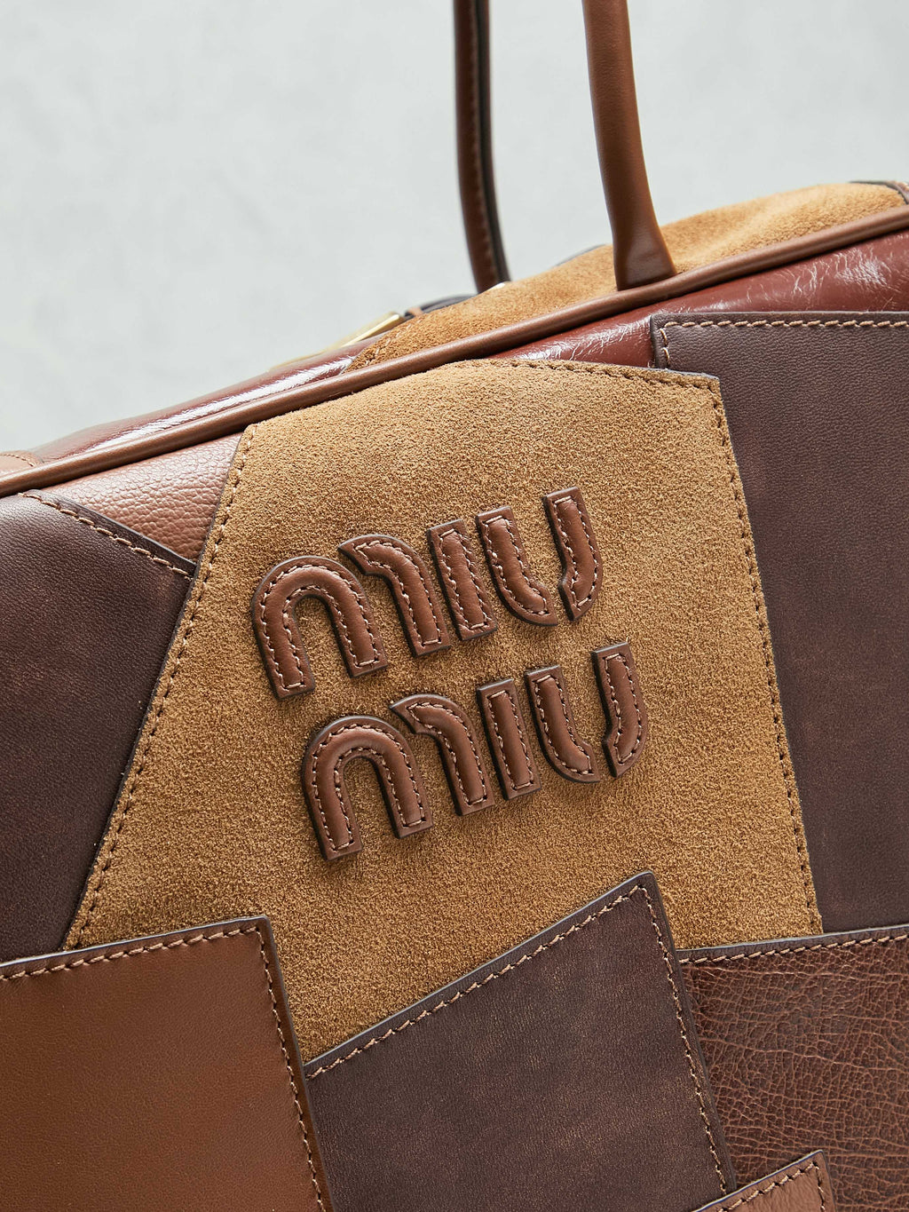 Miu Miu Beau Patchwork Leather Bag – Brown