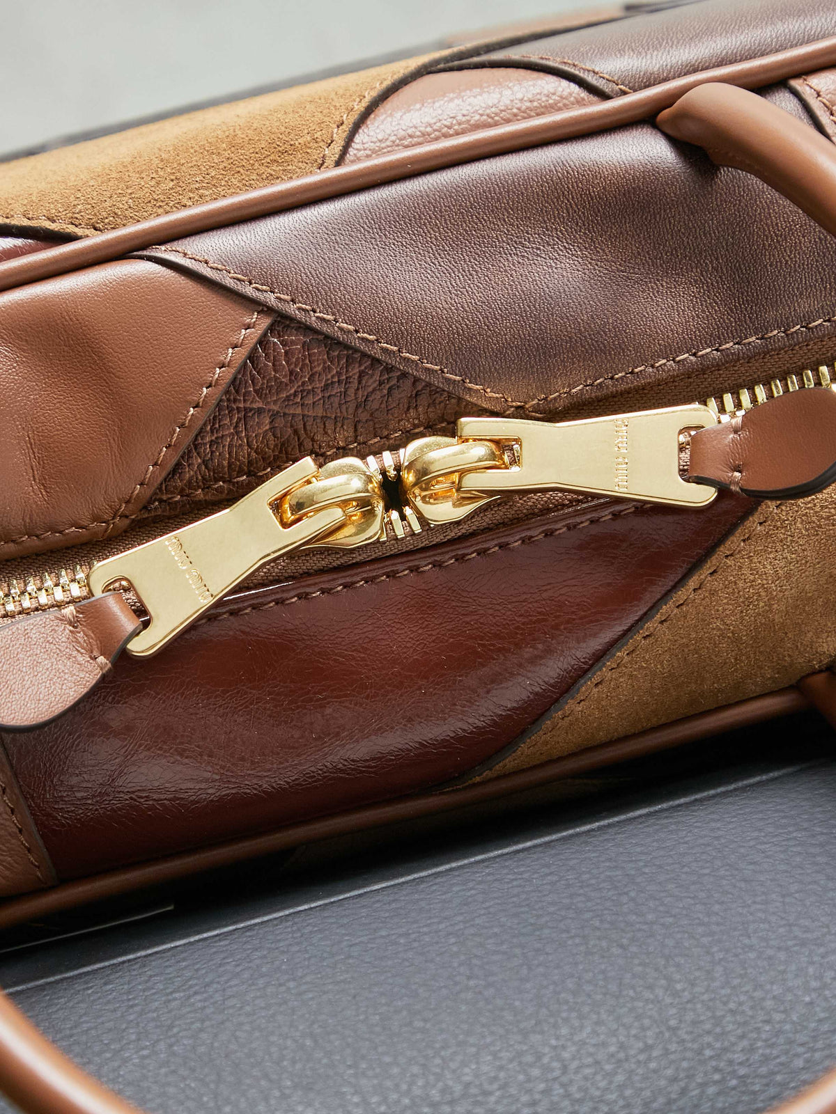 Miu Miu Beau Patchwork Leather Bag – Brown