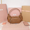 Miu Miu Leather Double Pocket Hobo Bag – Cognac