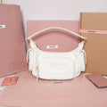 Miu Miu Leather Double Pocket Hobo Bag – White