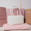 Miu Miu Beau Rounded Box Leather Bag – White