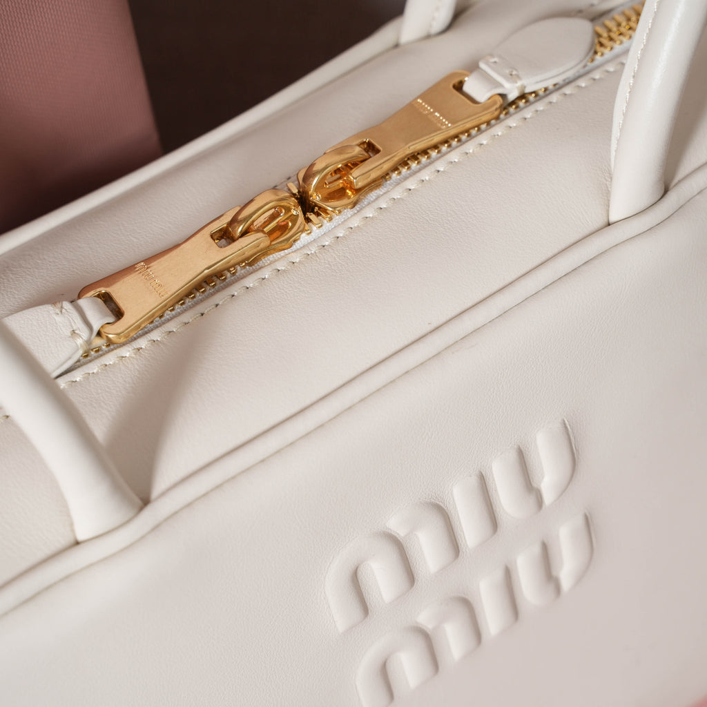 Miu Miu Beau Rounded Box Leather Bag – White