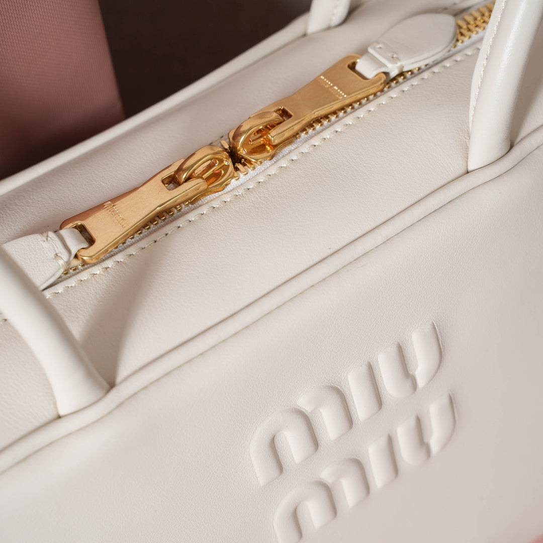 Miu Miu Beau Rounded Box Leather Bag – White