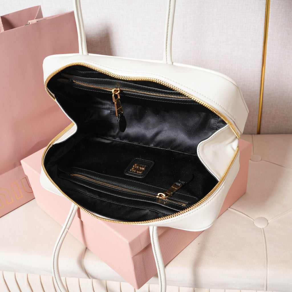 Miu Miu Beau Rounded Box Leather Bag – White