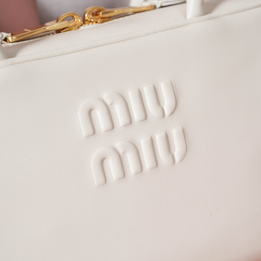 Miu Miu Beau Rounded Box Leather Bag – White