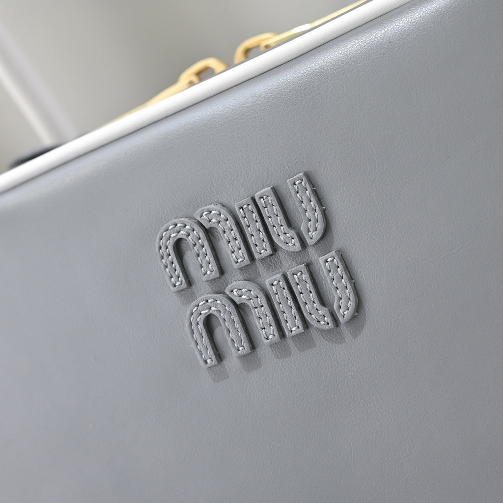 Miu Miu Beau Slim Box Leather Bag – Grey