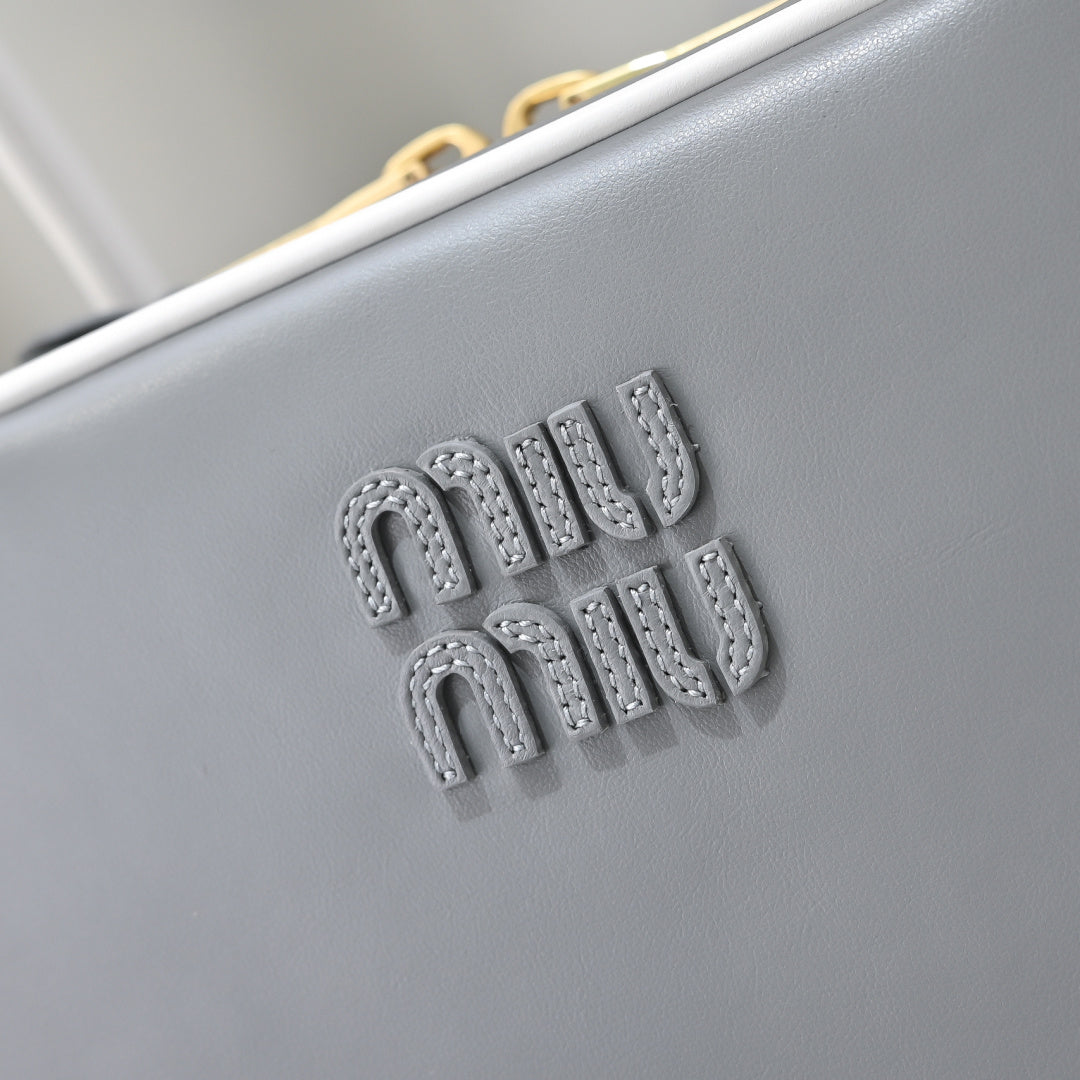 Miu Miu Beau Slim Box Leather Bag – Grey