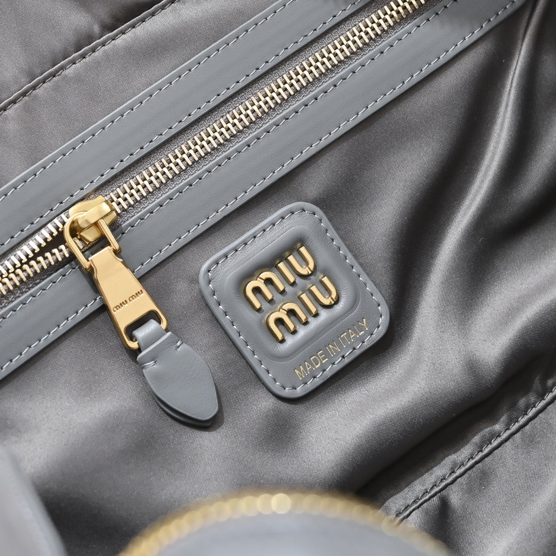 Miu Miu Beau Slim Box Leather Bag – Grey