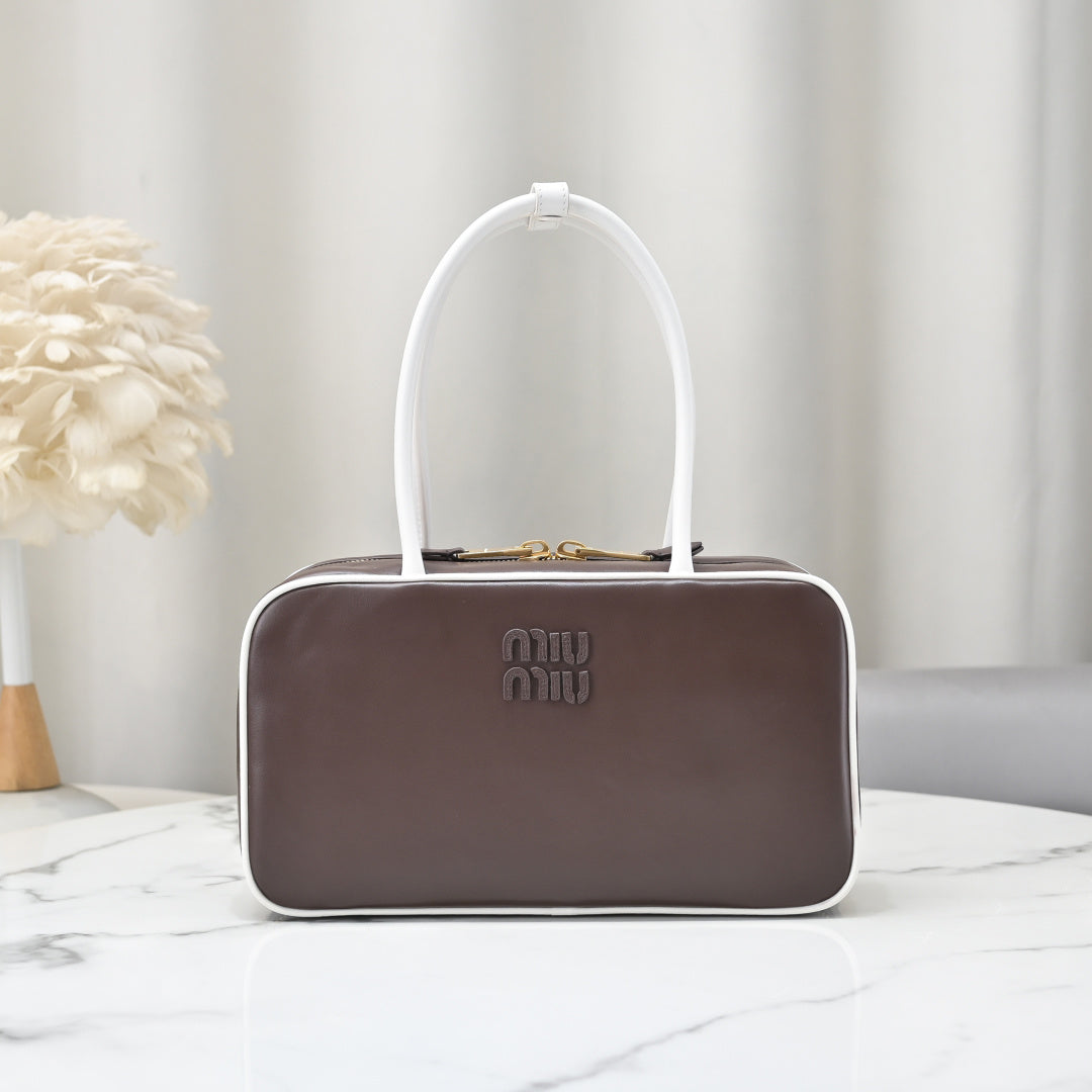 Miu Miu Beau Slim Box Leather Bag – Dark Brown