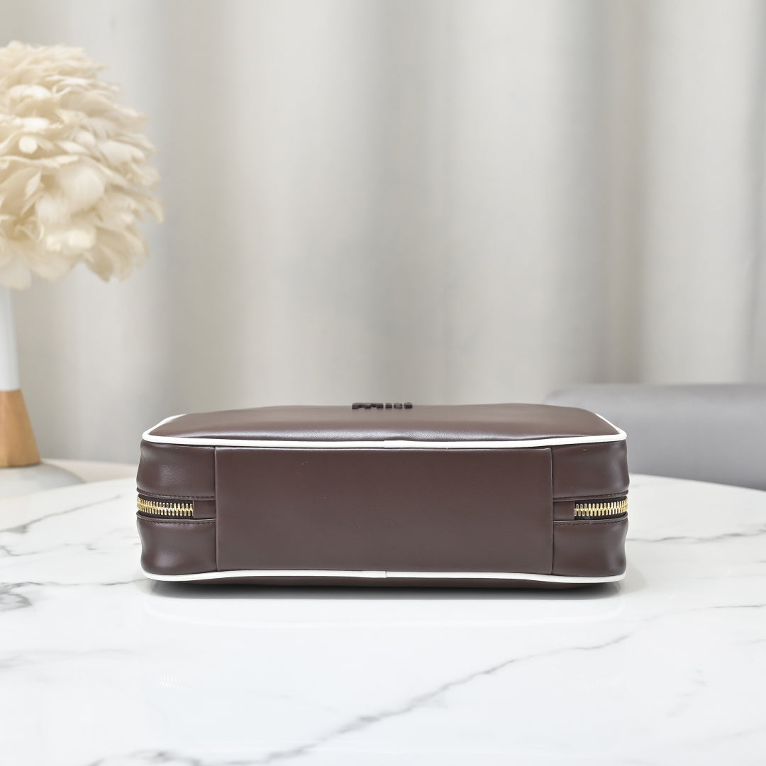 Miu Miu Beau Slim Box Leather Bag – Dark Brown