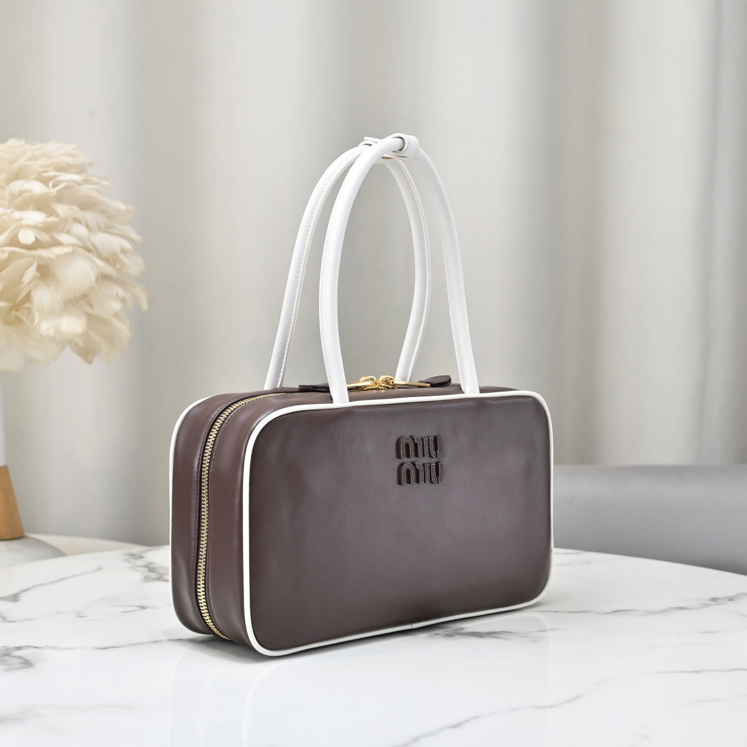 Miu Miu Beau Slim Box Leather Bag – Dark Brown