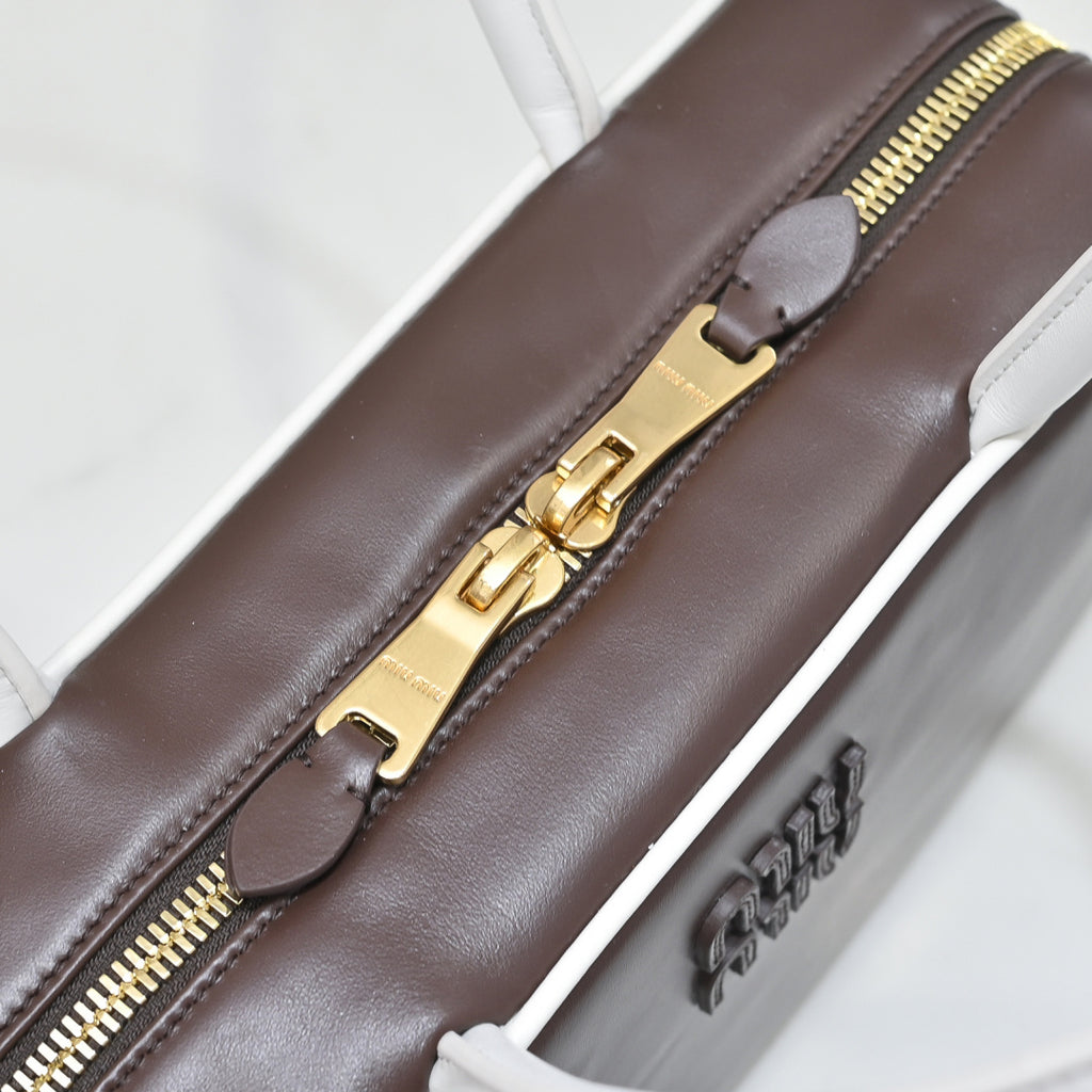 Miu Miu Beau Slim Box Leather Bag – Dark Brown