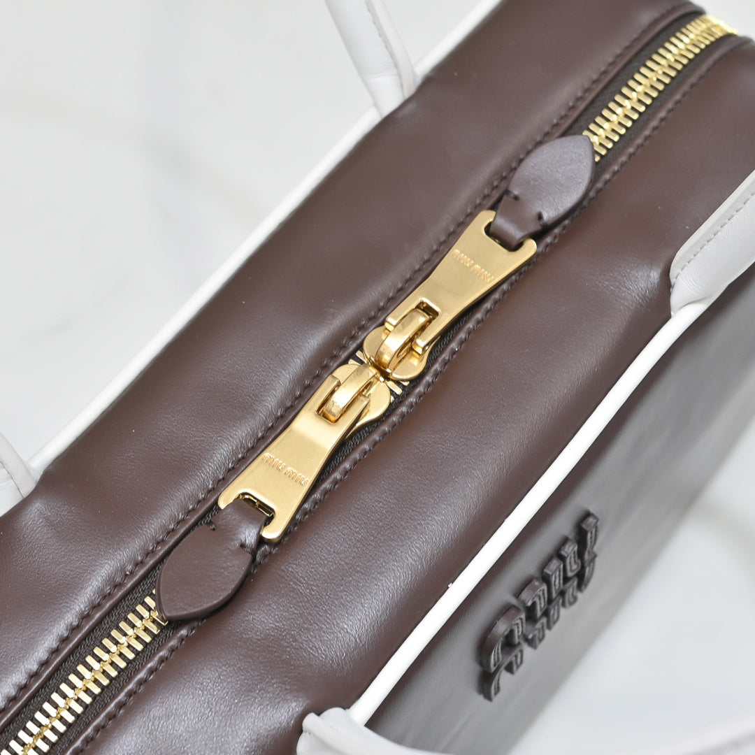 Miu Miu Beau Slim Box Leather Bag – Dark Brown