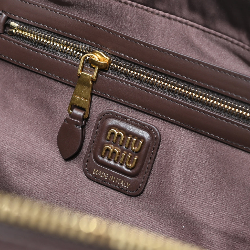 Miu Miu Beau Slim Box Leather Bag – Dark Brown
