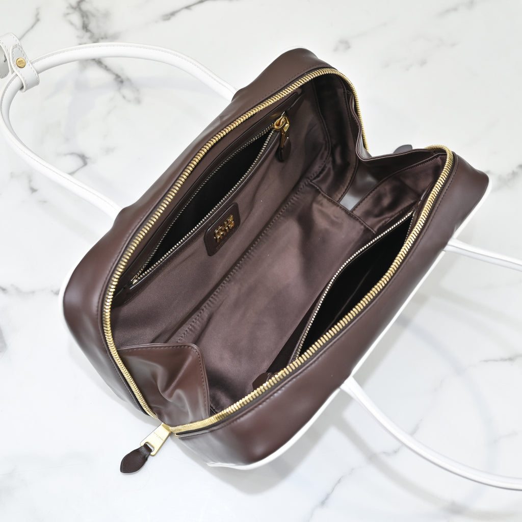Miu Miu Beau Slim Box Leather Bag – Dark Brown