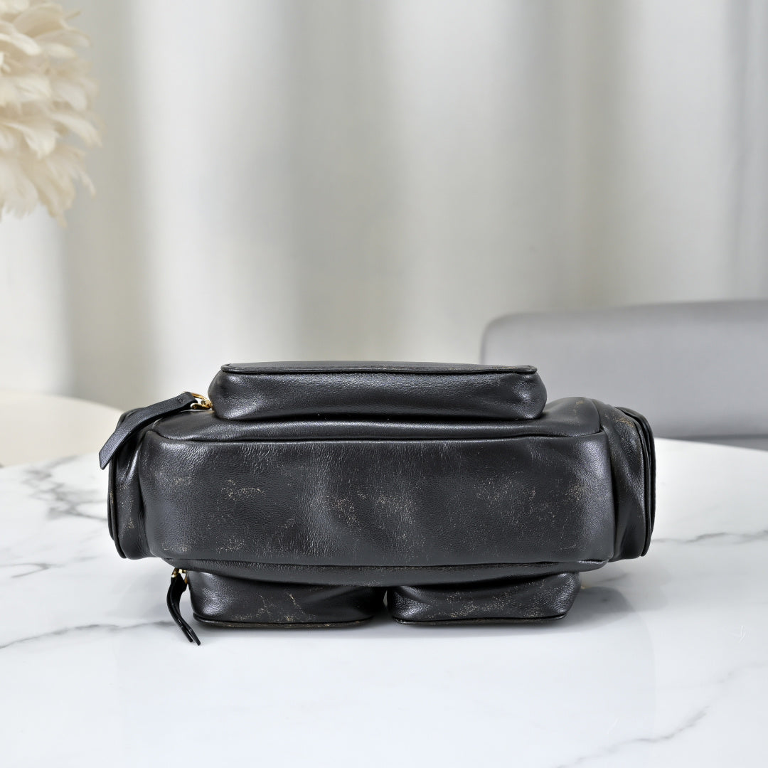 Miu Miu Leather Pocket Hobo Bag – Black