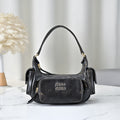 Miu Miu Leather Pocket Hobo Bag – Black