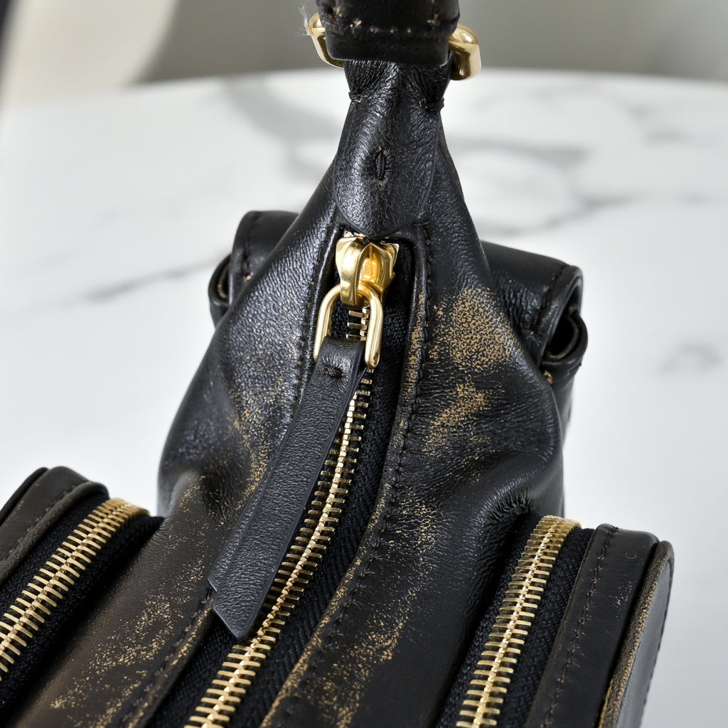 Miu Miu Leather Pocket Hobo Bag – Black