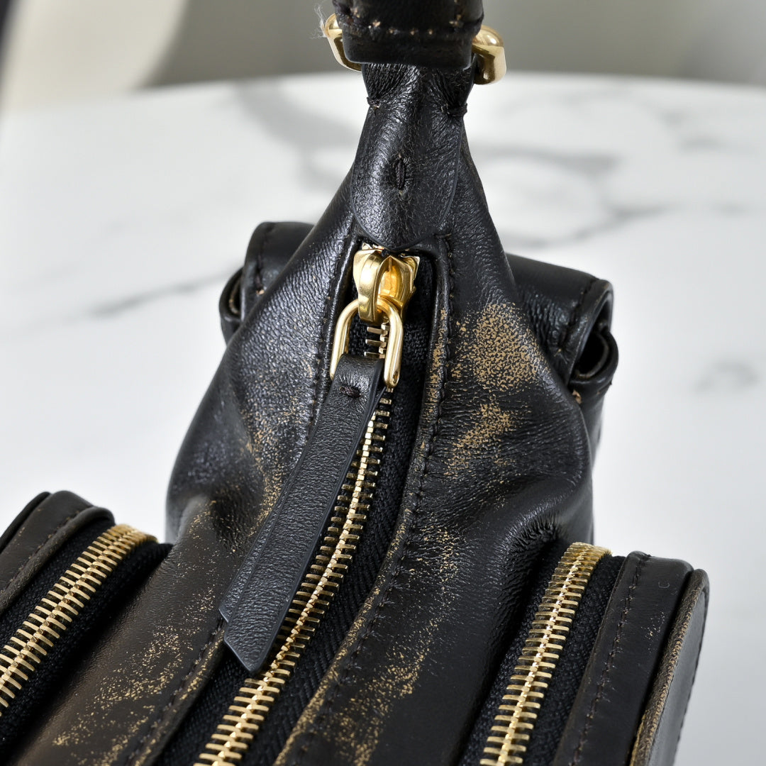 Miu Miu Leather Pocket Hobo Bag – Black