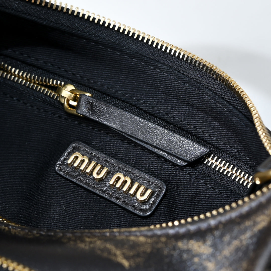 Miu Miu Leather Pocket Hobo Bag – Black