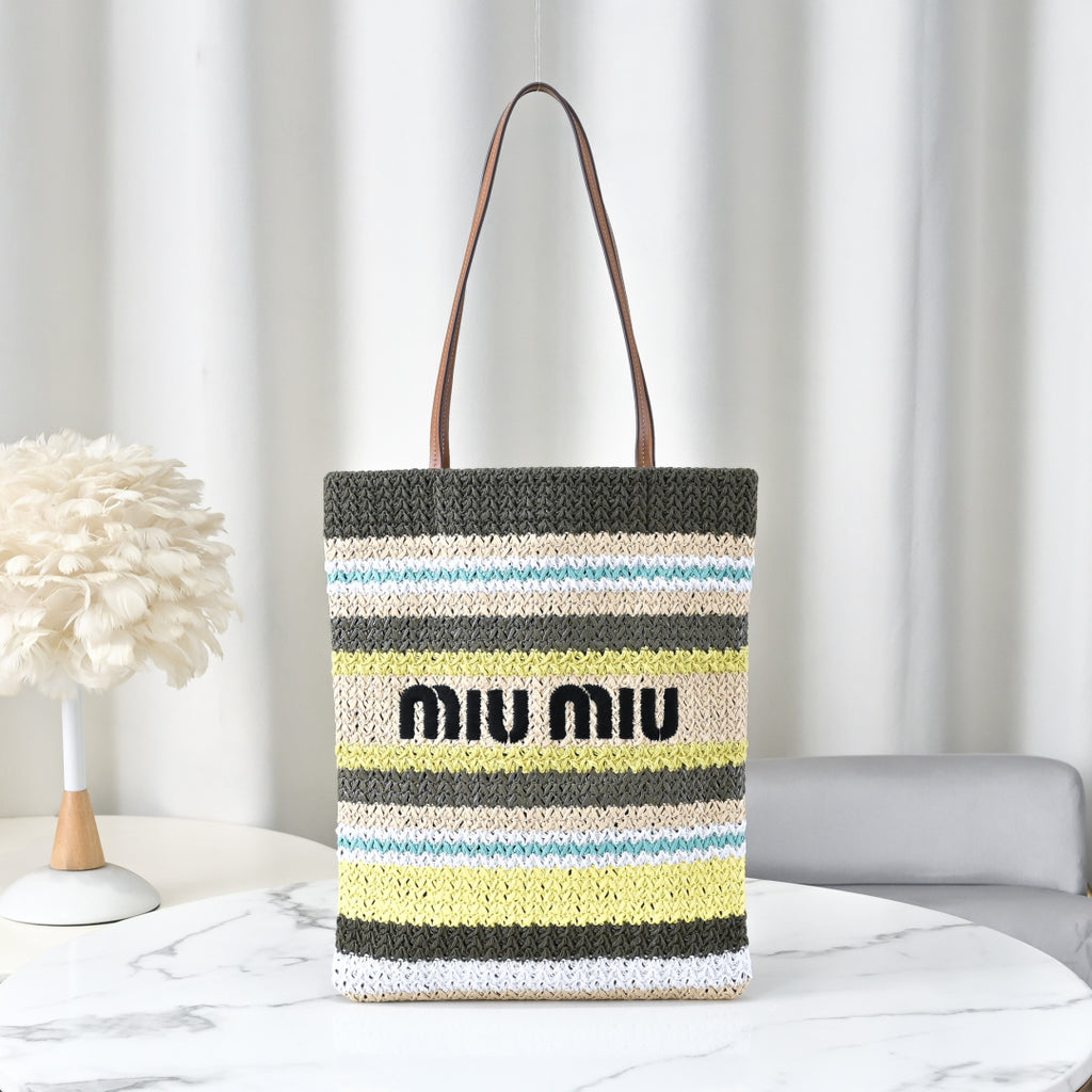 Miu Miu Striped Crochet Bucket Bag – Multicolor
