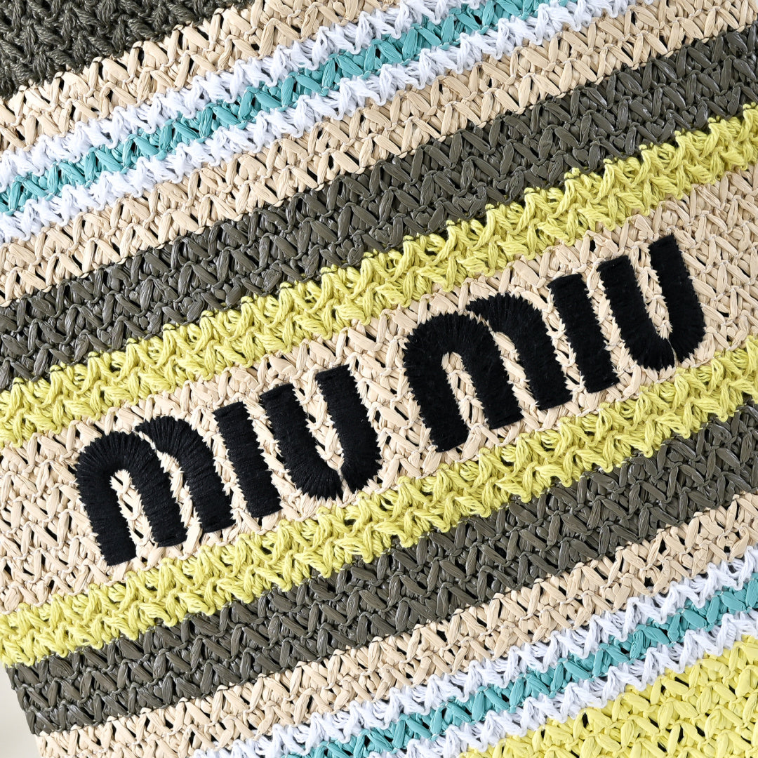 Miu Miu Striped Crochet Bucket Bag – Multicolor
