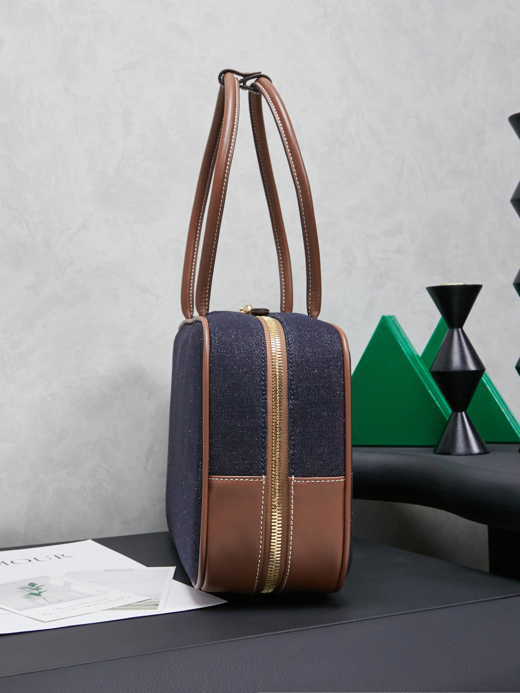 Miu Miu Denim Box Top Handle Bag – Navy Blue