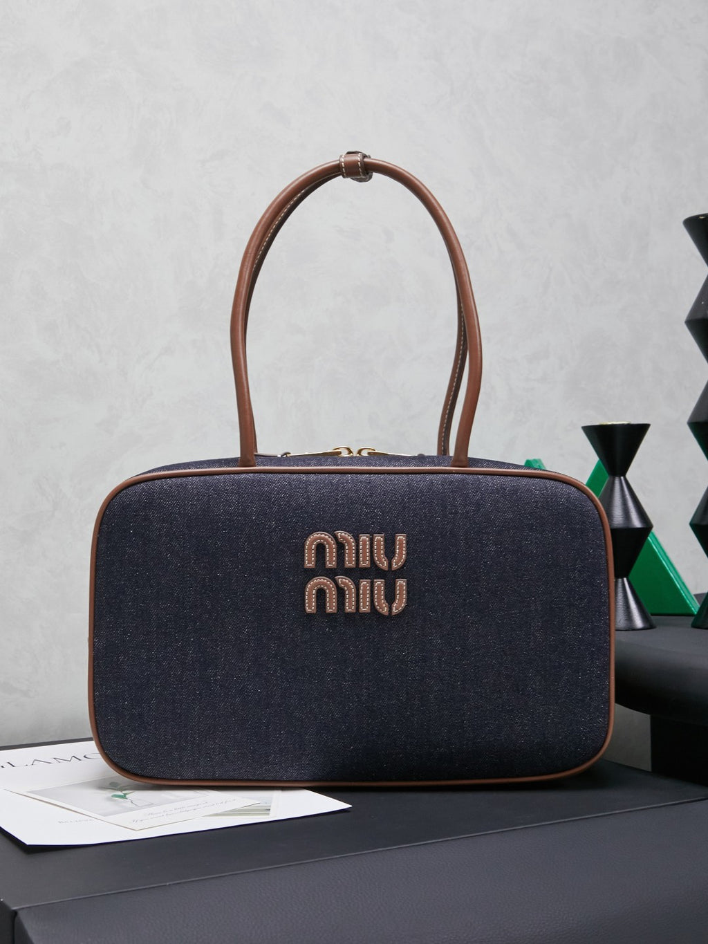 Miu Miu Denim Box Top Handle Bag – Navy Blue