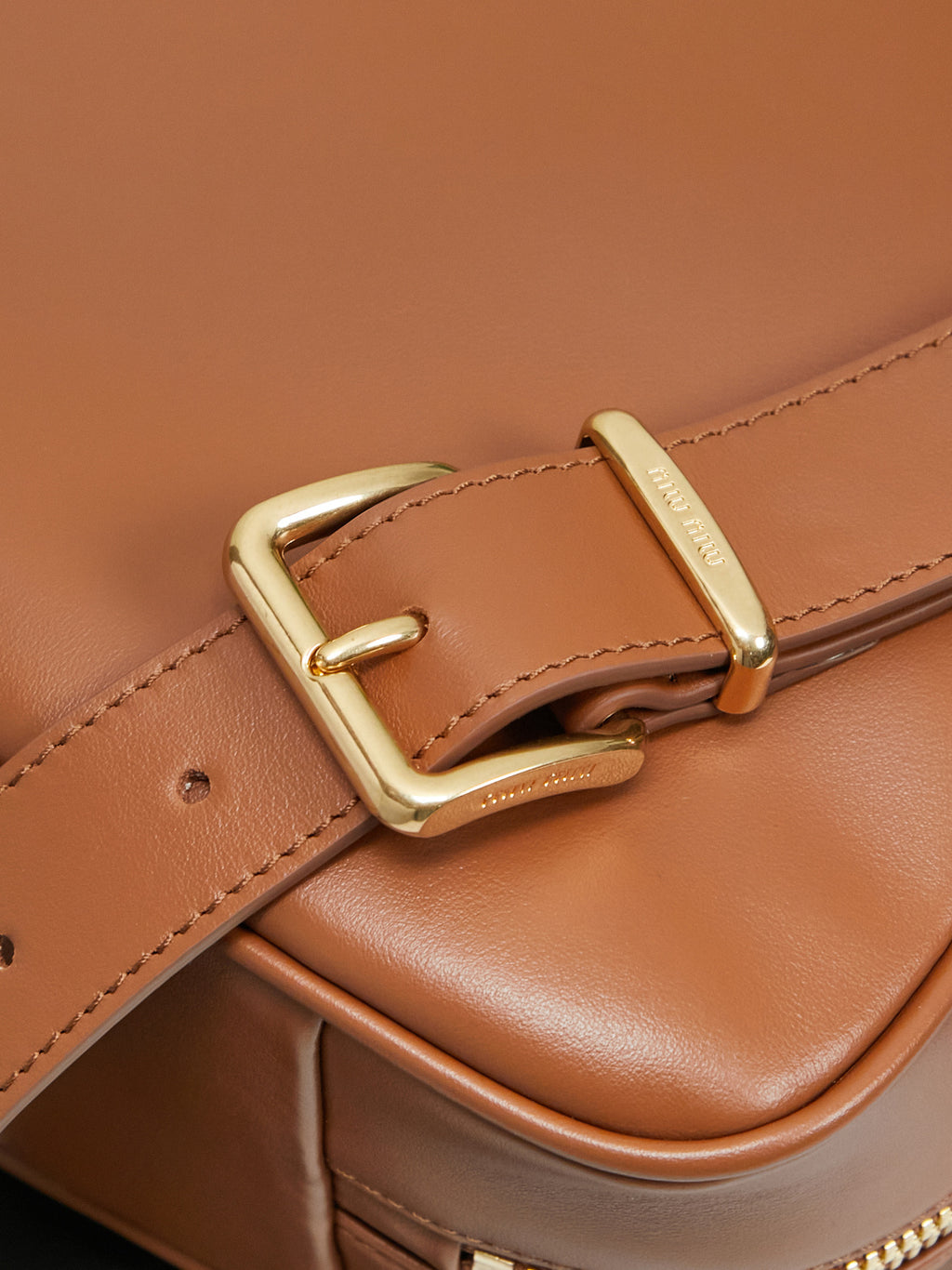 Miu Miu Beau Large Box Leather Bag – Cognac