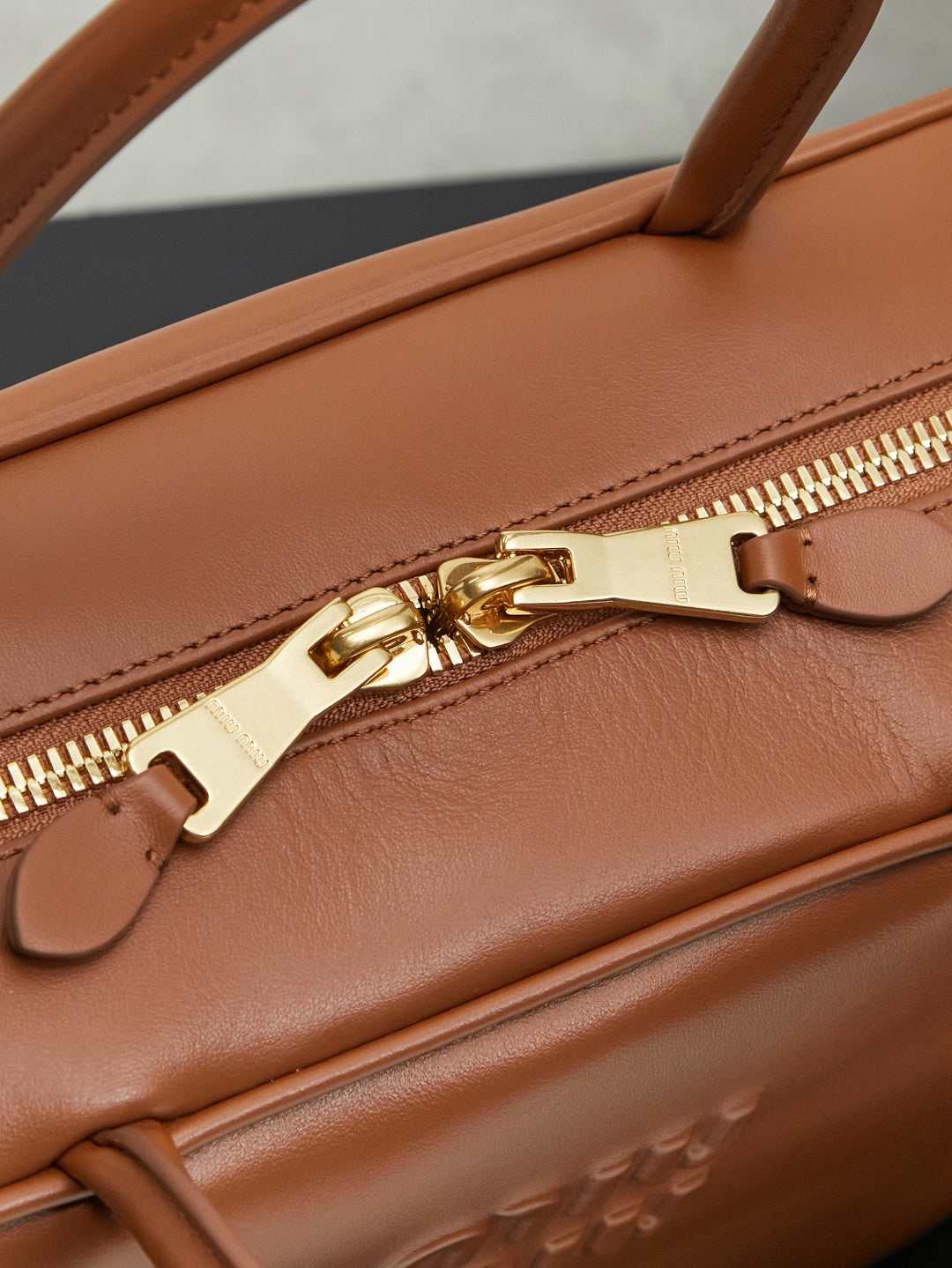 Miu Miu Beau Large Box Leather Bag – Cognac