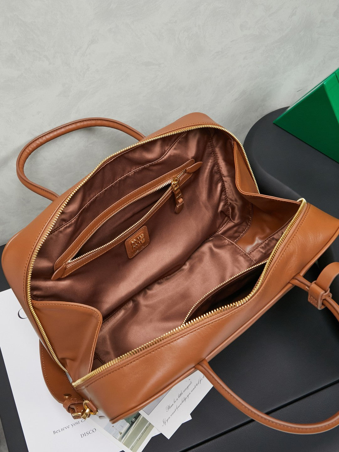 Miu Miu Beau Large Box Leather Bag – Cognac