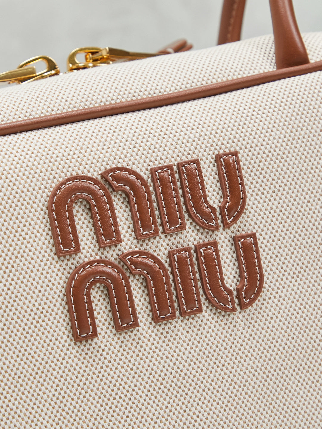Miu Miu Beau Canvas Bag – White & Brown