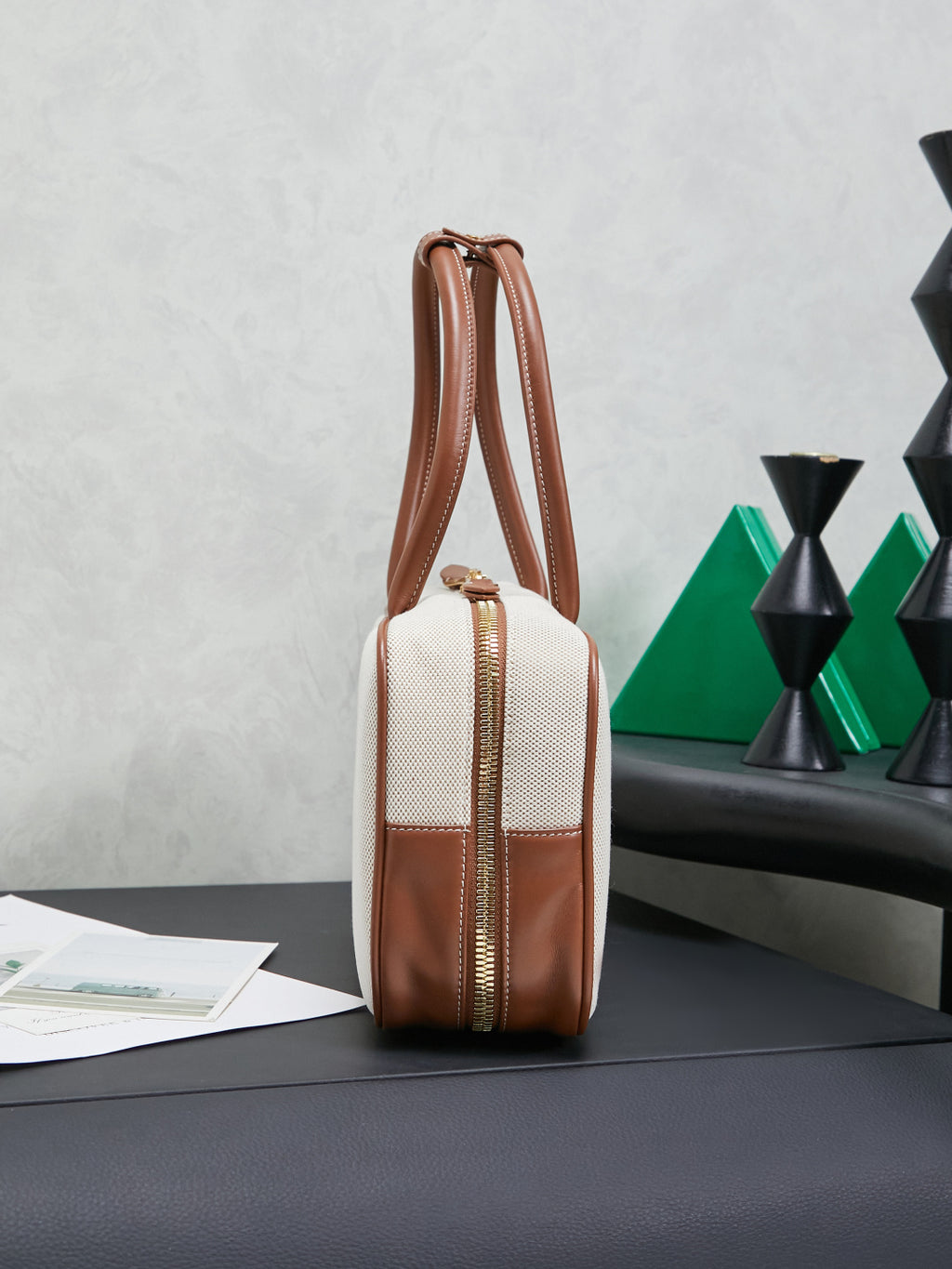 Miu Miu Beau Canvas Bag – White & Brown