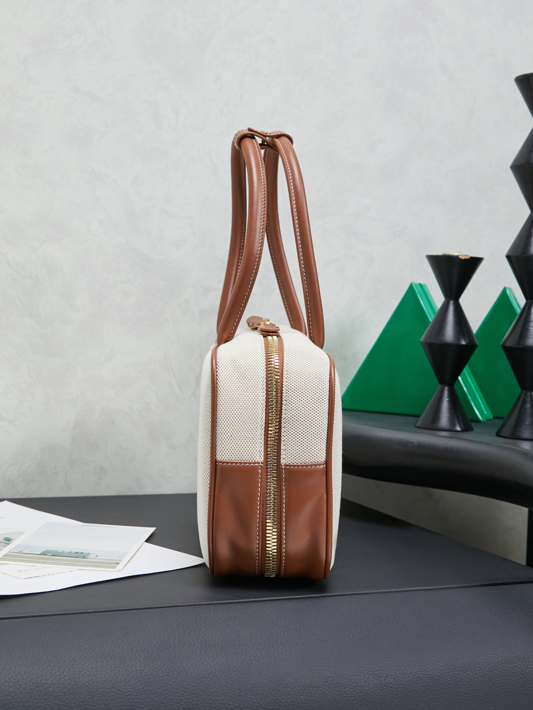 Miu Miu Beau Canvas Bag – White & Brown