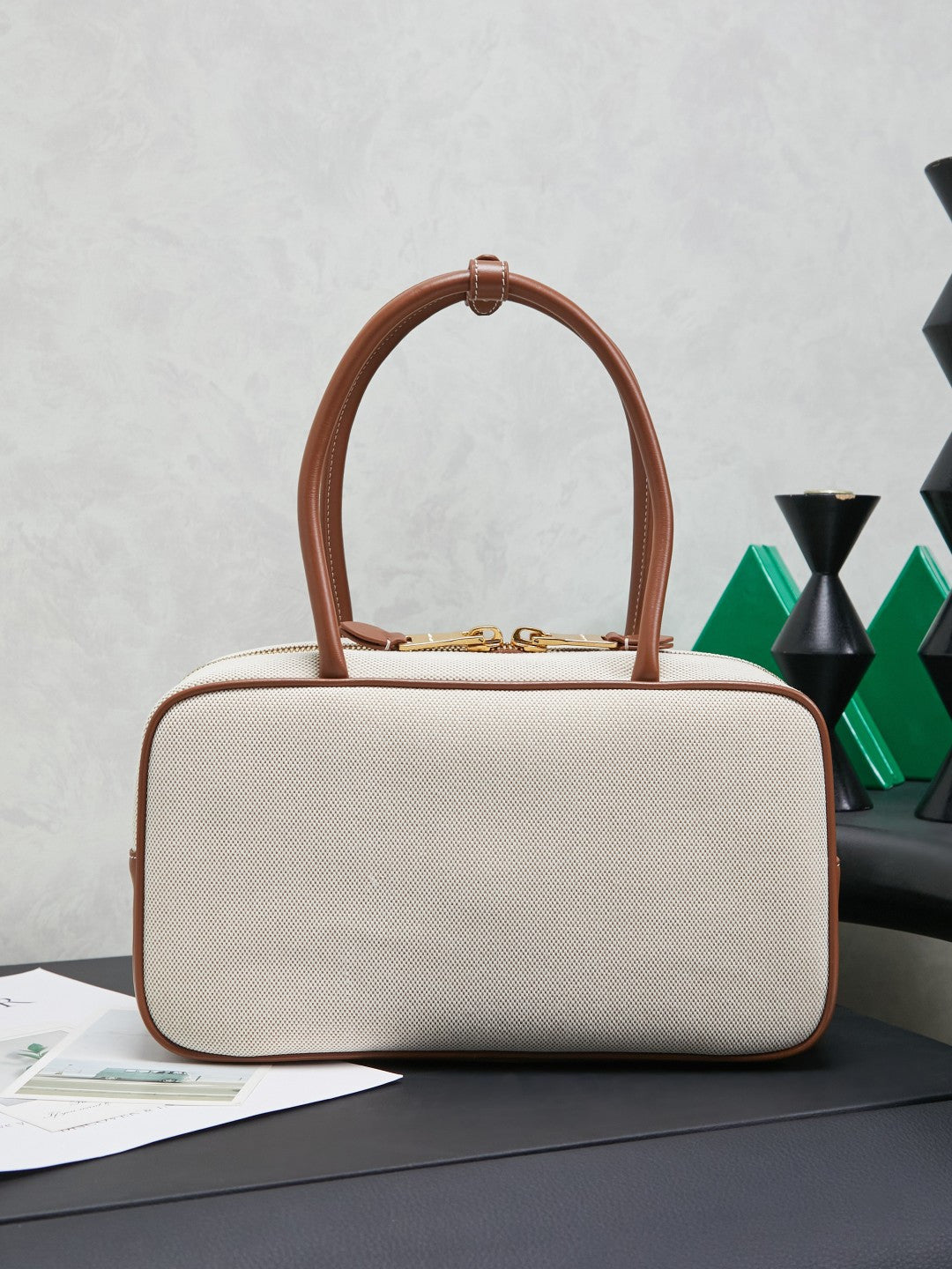 Miu Miu Beau Canvas Bag – White & Brown