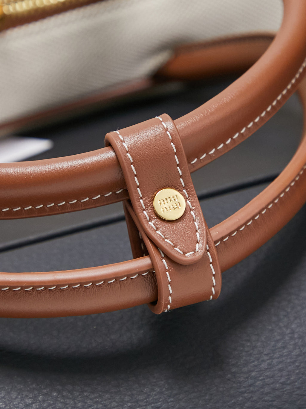 Miu Miu Beau Canvas Bag – White & Brown