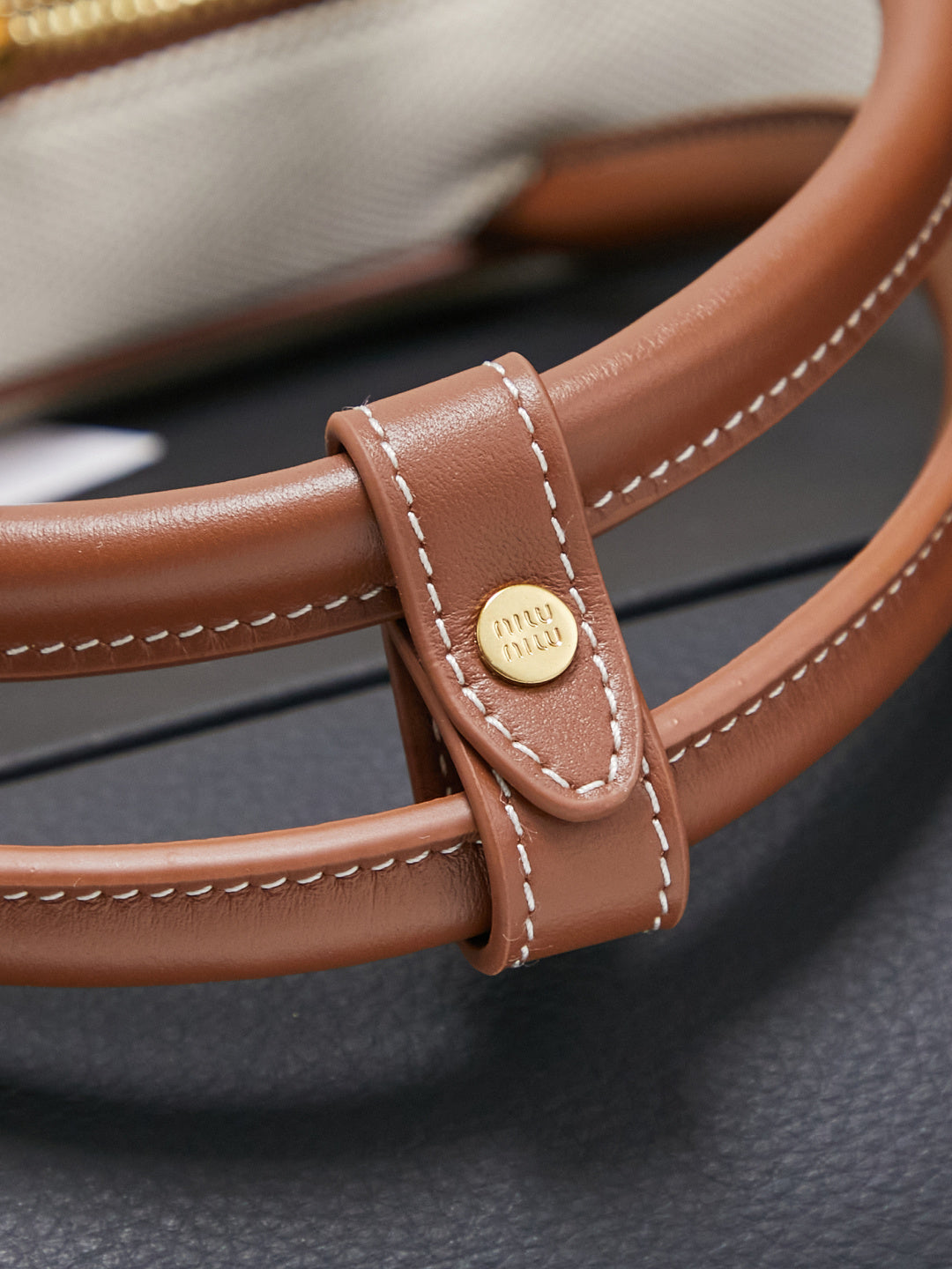 Miu Miu Beau Canvas Bag – White & Brown