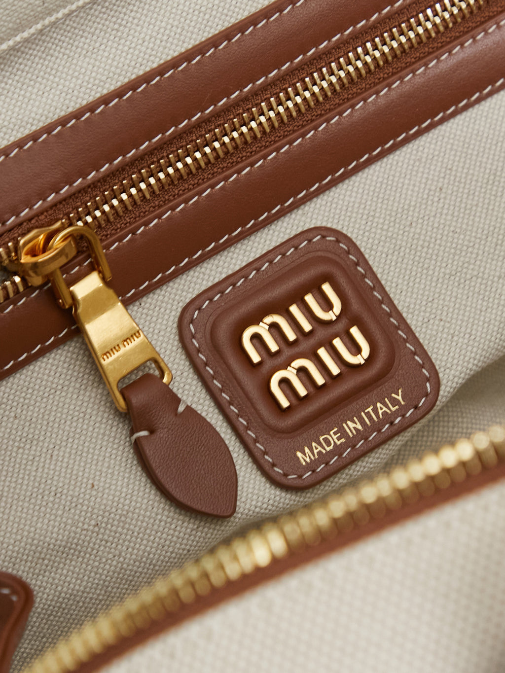 Miu Miu Beau Canvas Bag – White & Brown