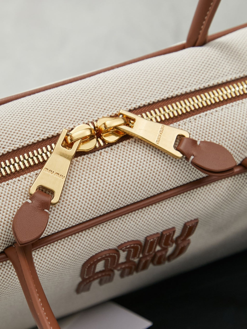 Miu Miu Beau Canvas Bag – White & Brown