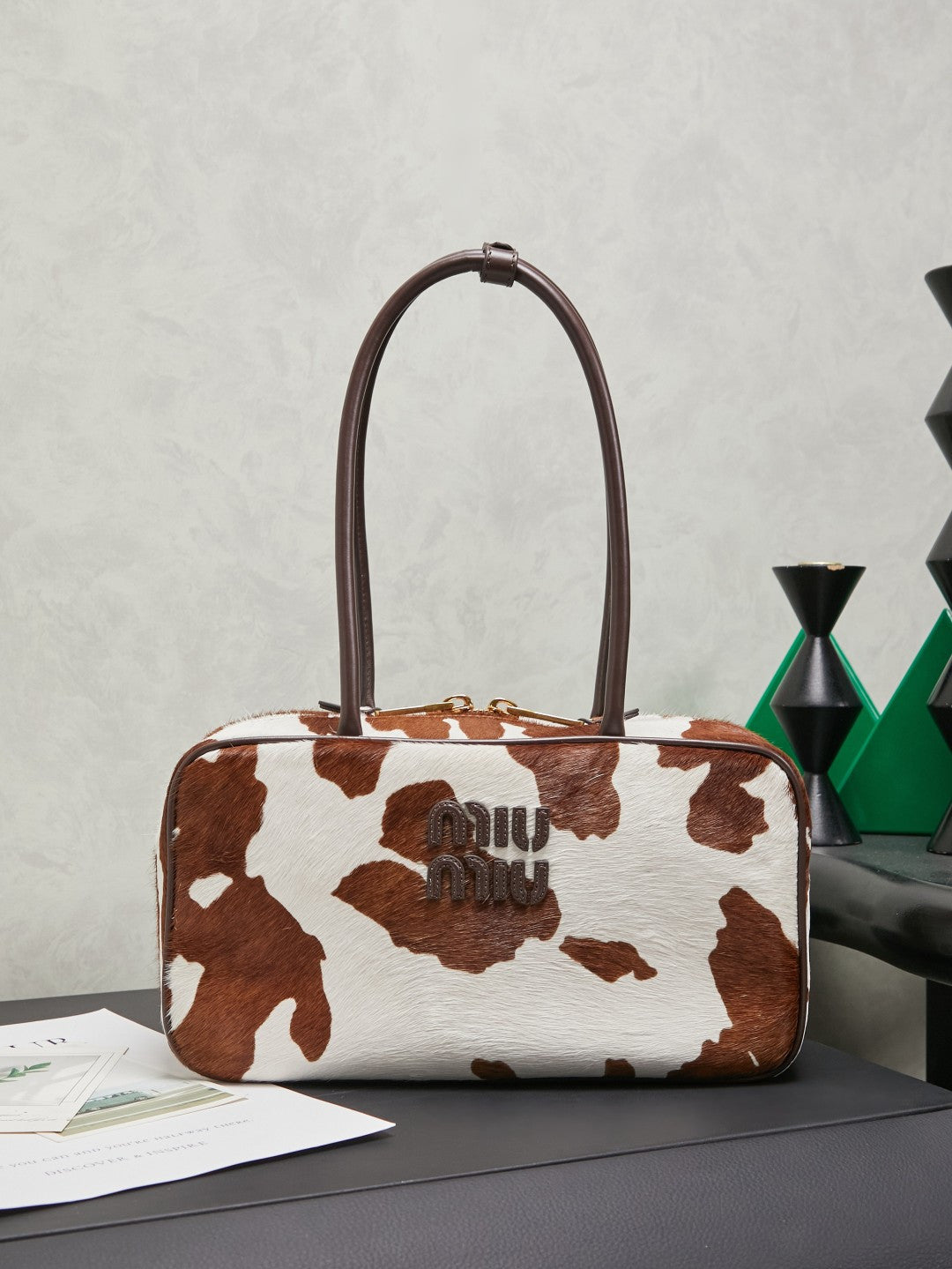 Miu Miu Beau Cow Hair Bag – Brown & White