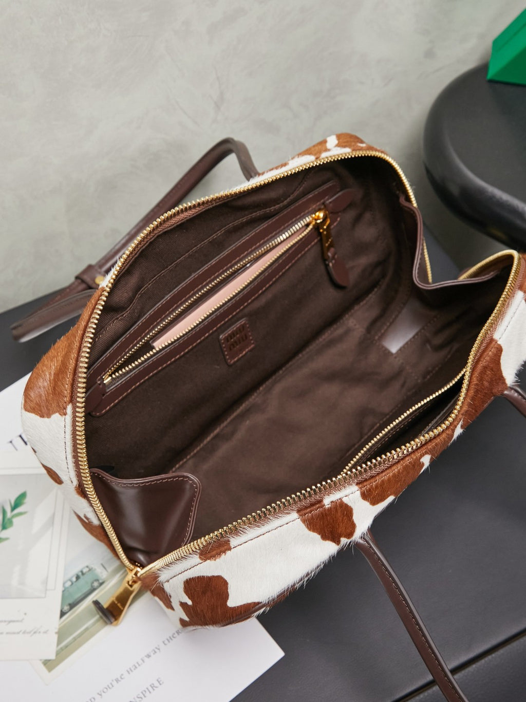 Miu Miu Beau Cow Hair Bag – Brown & White