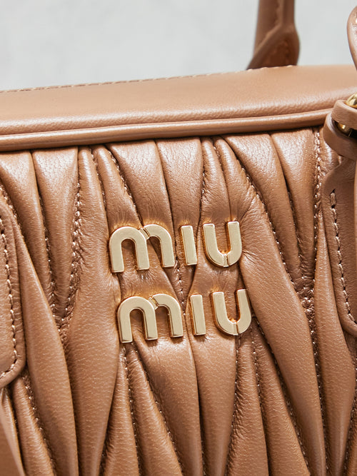 Miu Miu Arcadie Matelassé Leather Bag – Caramel
