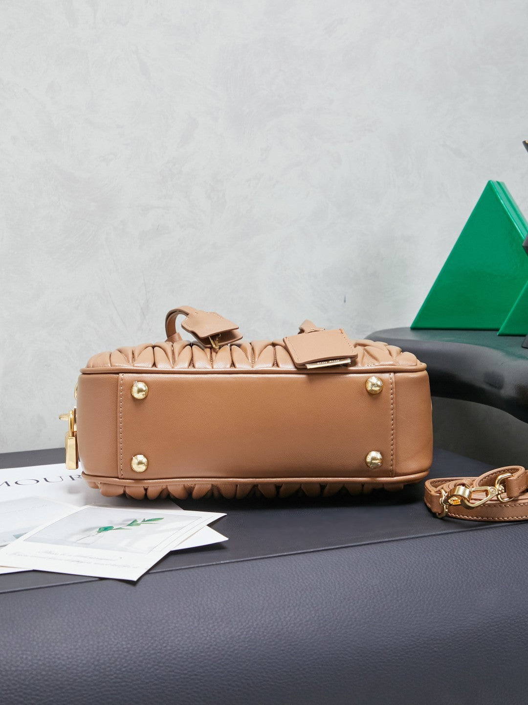 Miu Miu Arcadie Matelassé Leather Bag – Caramel
