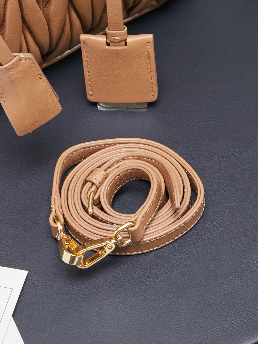 Miu Miu Arcadie Matelassé Leather Bag – Caramel