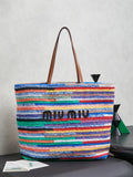 Miu Miu Multicolor Woven Tote Bag – Blue Green Red