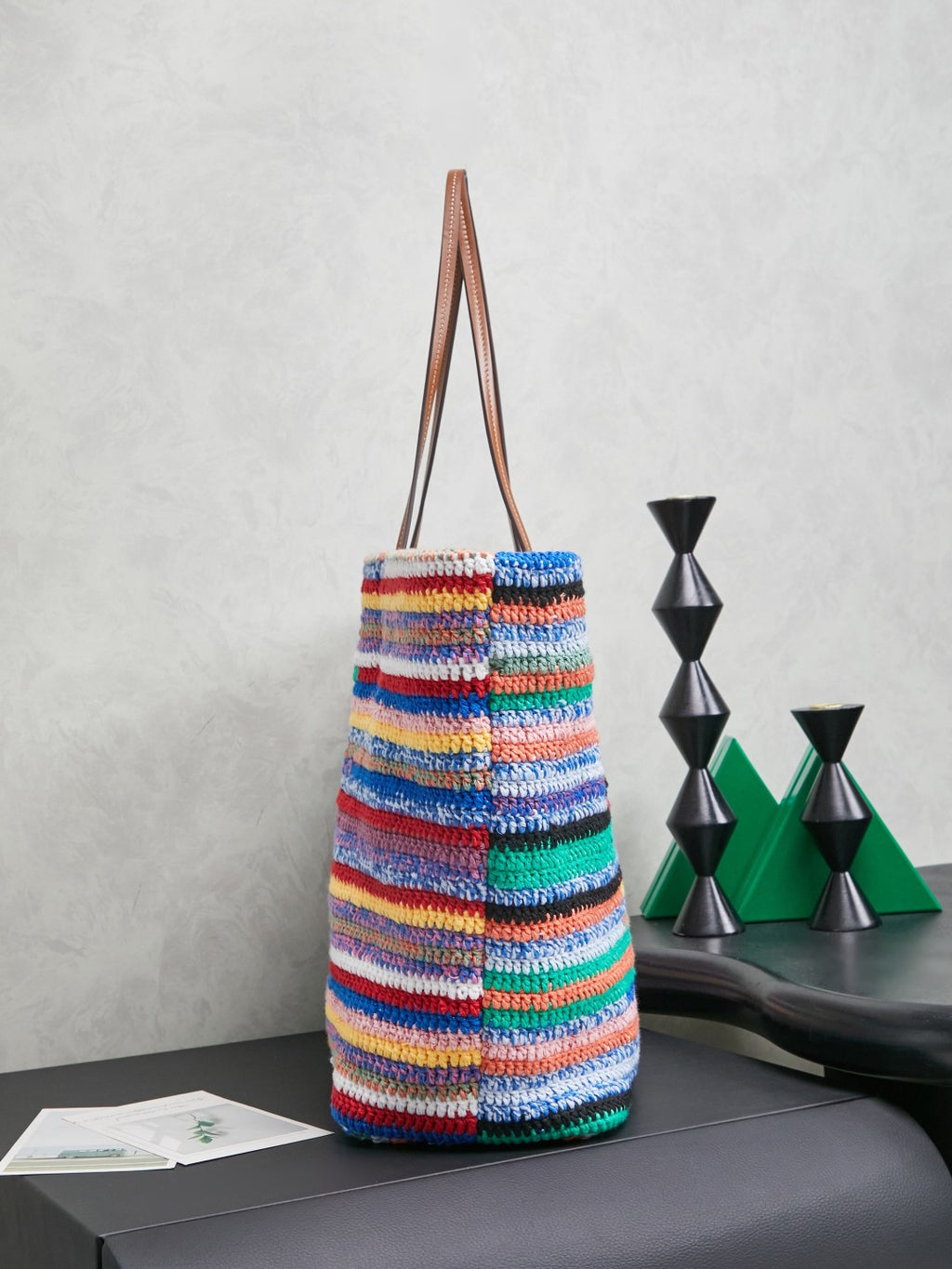 Miu Miu Multicolor Woven Tote Bag – Blue Green Red